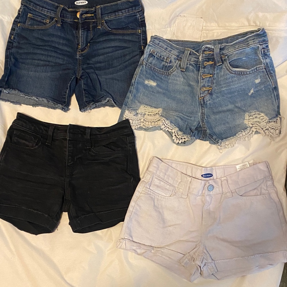 Old Navy Women's Jean Shorts in Blue, Black, and Cream